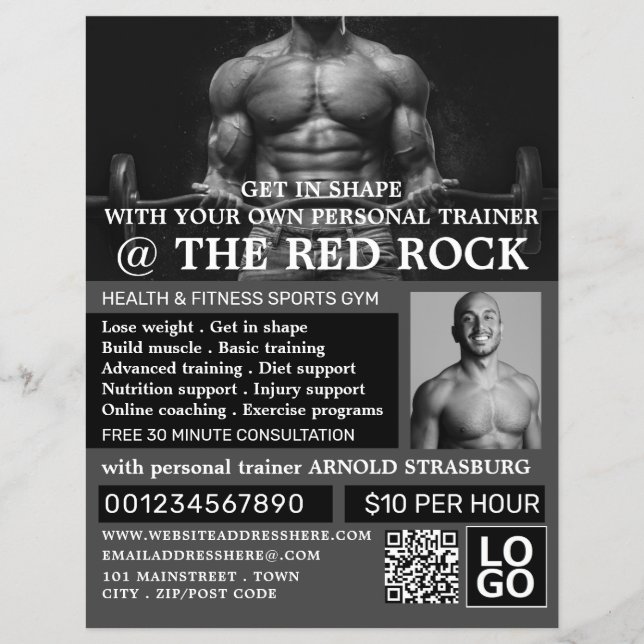 Weightlifter, Personal trainer, Gym Advertising Flyer (Front)