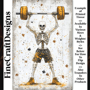 Weightlifter Skeleton Pumping Iron AJ8 Decoupage Tissue Paper
