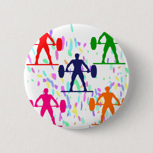 WEIGHTLIFTING 6 CM ROUND BADGE