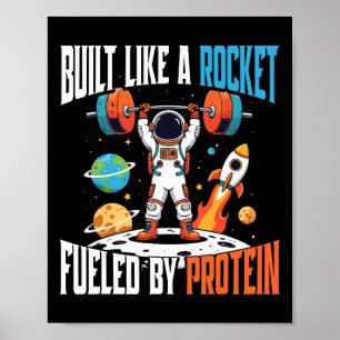 Weightlifting And Bodybuilding Astronaut Space Cos Poster
