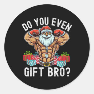 Weightlifting Bodybuilding Christmas Santa Christm Classic Round Sticker
