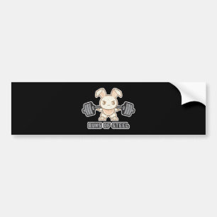 Weightlifting Bunny Cartoon - Squat - Leg Day Bumper Sticker