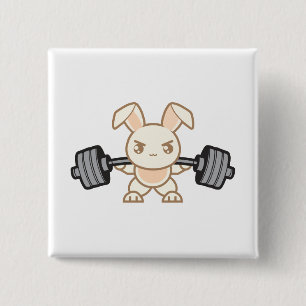 Weightlifting Bunny Cartoon - Squat - Leg Day, Gym 15 Cm Square Badge