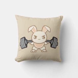 Weightlifting Bunny Cartoon - Squat - Leg Day, Gym Cushion