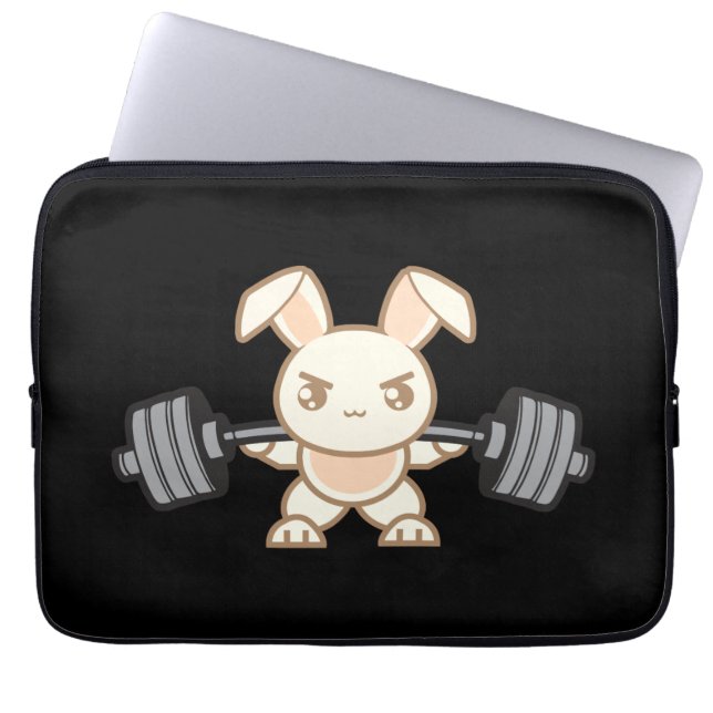 Weightlifting Bunny Cartoon - Squat - Leg Day, Gym Laptop Sleeve (Front)