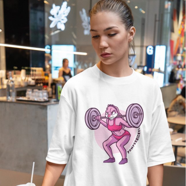 Weightlifting Bunny Cartoon T-Shirt (Creator Uploaded)