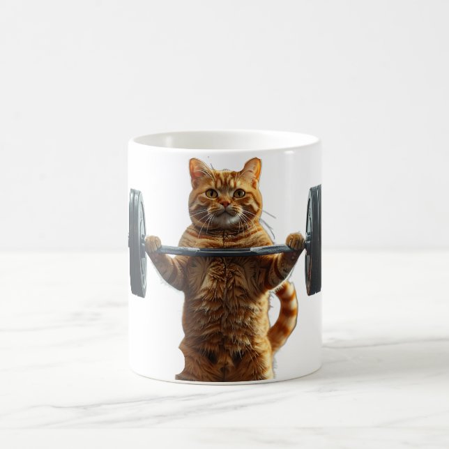 Weightlifting Cat Mug for Gym Lovers (Center)