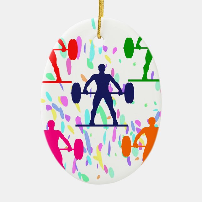 WEIGHTLIFTING CERAMIC TREE DECORATION (Front)