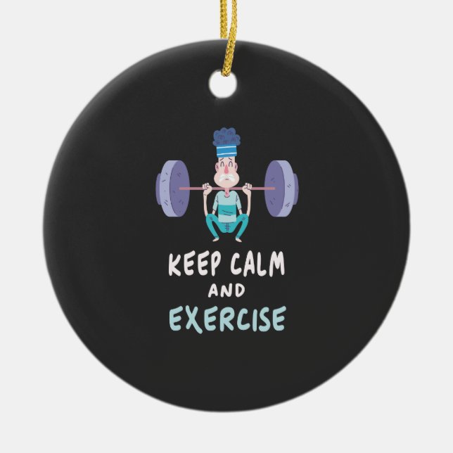 Weightlifting Ceramic Tree Decoration (Front)