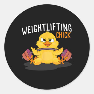 Weightlifting Chick Bodybuilding Workout Gym Women Classic Round Sticker