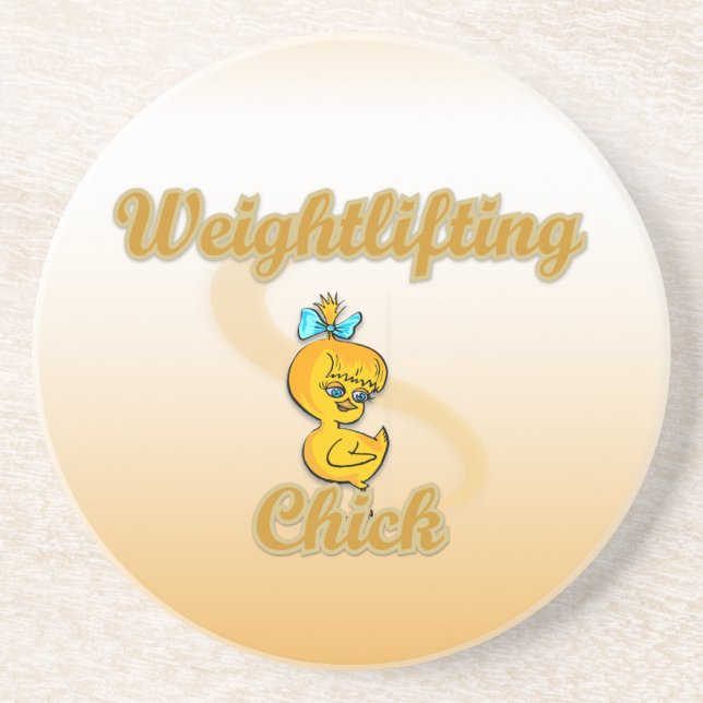 Weightlifting Chick Coaster (Front)