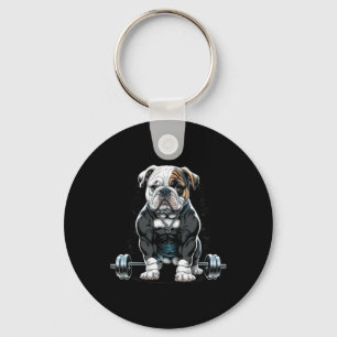 Weightlifting Dog Fun Fitness Gym Bulldog Key Ring