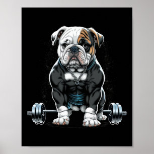 Weightlifting Dog Fun Fitness Gym Bulldog Poster