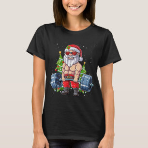 Weightlifting Fitness Gym Deadlift Santa Claus Chr T-Shirt