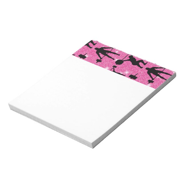 Weightlifting Fitness Workout Sport Pink Glitter Notepad (Rotated)