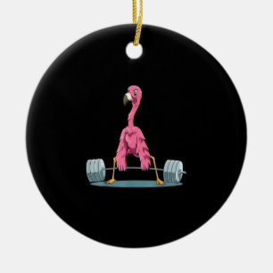 Weightlifting Flamingo Deadlifting Flamingo Ceramic Tree Decoration