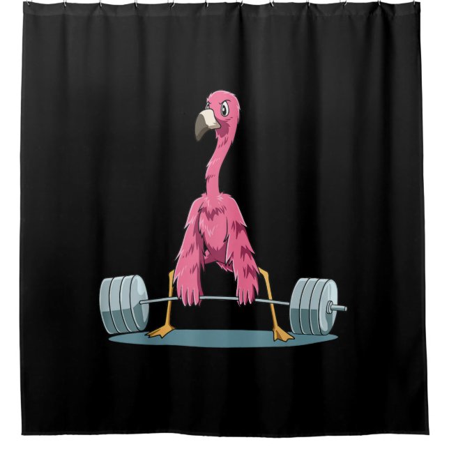 Weightlifting Flamingo Deadlifting Flamingo Shower Curtain (Front)