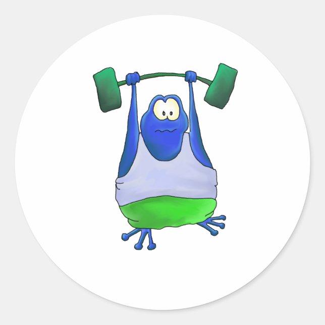 Weightlifting Frog Classic Round Sticker (Front)