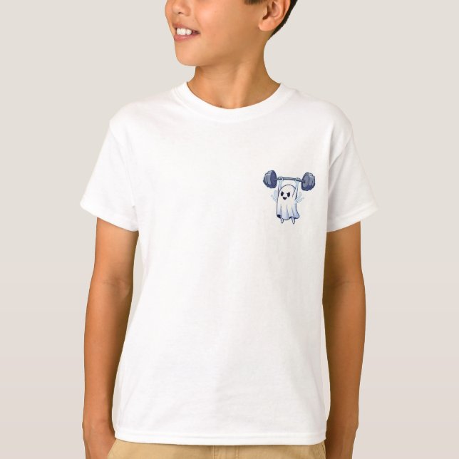 Weightlifting Ghost Workout Kids T-Shirt (Front)
