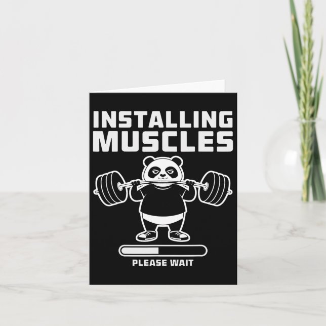 Weightlifting Installing Muscle Workout Pun Gym We Card (Front)