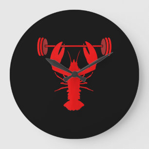 Weightlifting Lobster Bodybuilder At Gym Large Clock