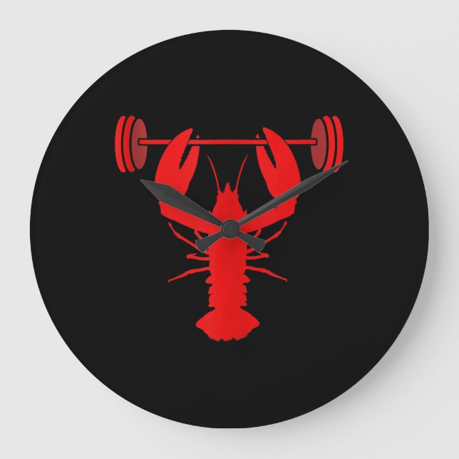 Weightlifting Lobster Bodybuilder At Gym Large Clock (Front)
