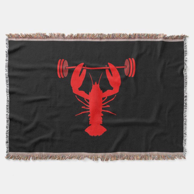 Weightlifting Lobster Bodybuilder At Gym Throw Blanket (Front)