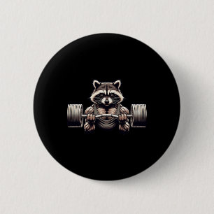 Weightlifting Ripped Racoon Gym Workout Muscled R 6 Cm Round Badge