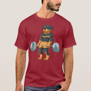 Weightlifting Rottweiler Dog Deadlifting Dog Gym T-Shirt