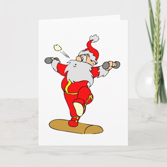Weightlifting Santa Holiday Card (Front)