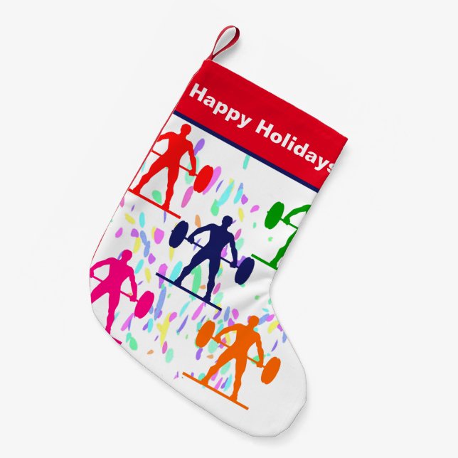 WEIGHTLIFTING  SMALL CHRISTMAS STOCKING (Front (Hanging))