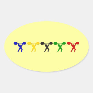   Weightlifting Snatch Clean and Jerk sports Oval Sticker