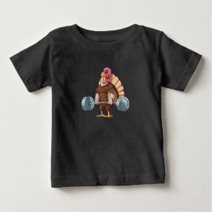 Weightlifting Turkey Deadlifting Thanksgiving Baby T-Shirt