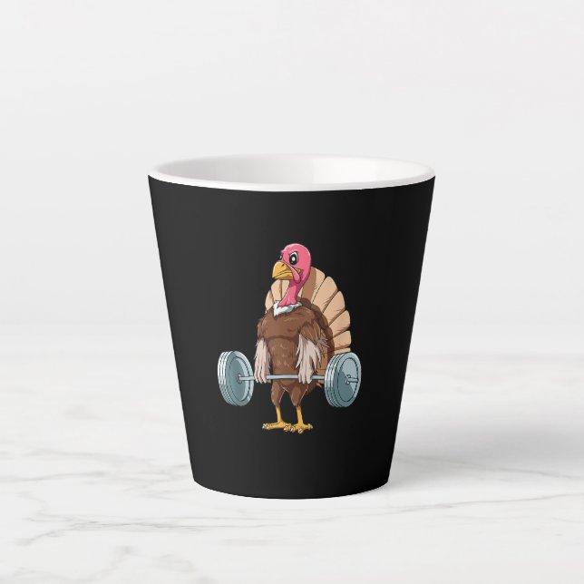 Weightlifting Turkey Deadlifting Thanksgiving Latte Mug (Front)