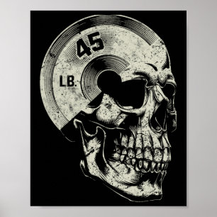 Weightlifting Vintage Skull Tee Gym Workout Weight Poster