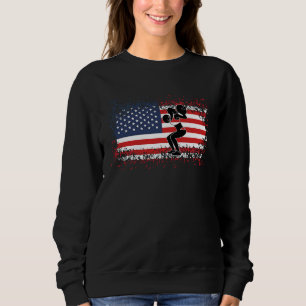Weightlifting Women American Flag Gym Competitive  Sweatshirt
