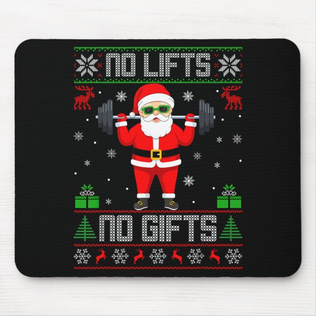 Weightlifting Workout Gym Santa Christmas Ugly Swe Mouse Pad (Front)