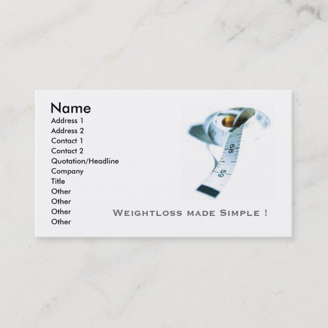 Weightloss business cards (Front)