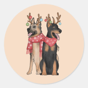 Weihnacht Hunde christmas Doberham German Shepherd Classic Round Sticker