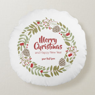 Weihnachten, elegant, Winter. Round Cushion