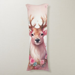 Weihnachten in pink: Rentier mit rosa Weihnachtssc Body Cushion