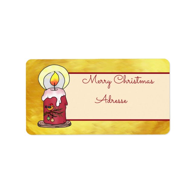 Weihnachten mit Kerze Postkarte Label (Front)