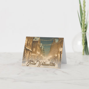 Weihnachtlich verschneite Straßen einer Innenstadt Card