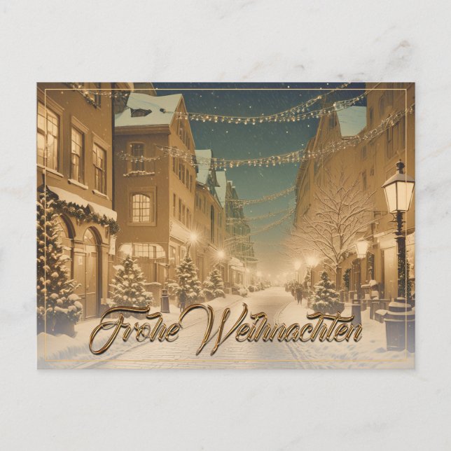 Weihnachtlich verschneite Straßen einer Innenstadt Holiday Postcard (Front)