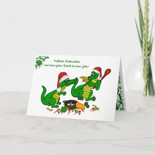 Weihnachts Drachen , auf Deutsch Holiday Card (Front)