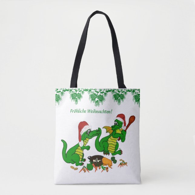 Weihnachts Drachen , auf Deutsch Tote Bag (Front)
