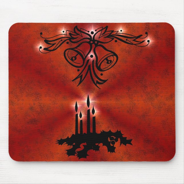 Weihnachts Ornamente mit Sterne auf rot Mouse Pad (Front)