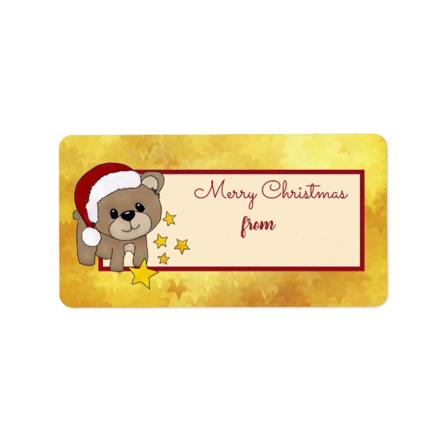 Weihnachtsbär Adressaufkleber Label (Front)