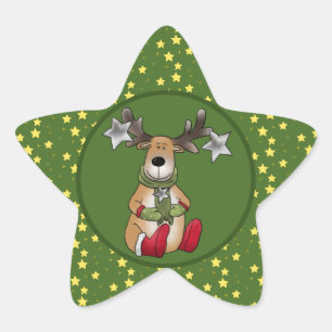 Weihnachtselch und Sterne Star Sticker