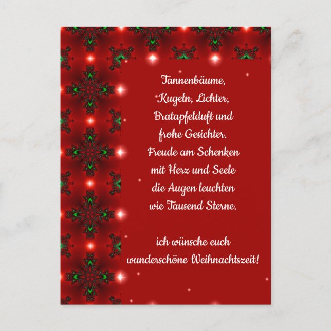 Weihnachtsgedicht Deutsch , Add Your Text Postcard (Front)